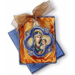 Virgin & Child Jeweled Ornaments - Virgin & Child Jeweled Ornament (red star)
